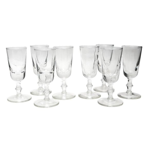 Vintage Steube Style Sherry Shot Glasses Footed Crystal Clear Set of 8 Holidays - Picture 7 of 11